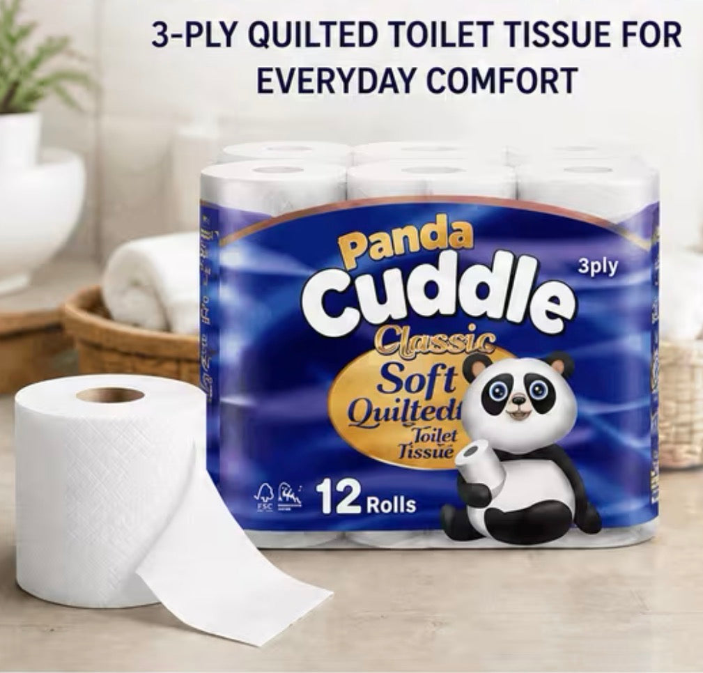 12 Pack Panda Cuddle 3-PLY Toilet Roll