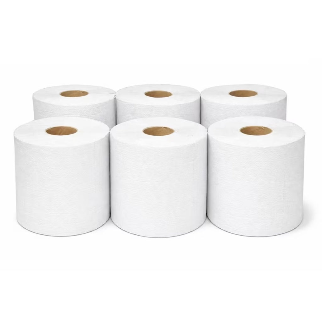 X6 Pack Premium White Centre-Feed Roll 2ply