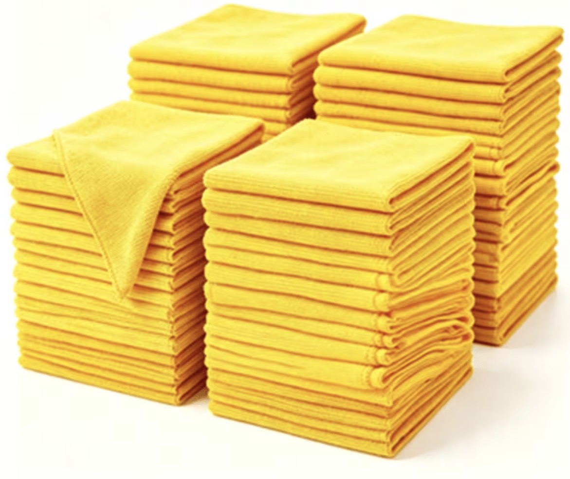 10/20/50 Pack of Yellow Ultra Soft Microfiber Towels - Super Absorbent