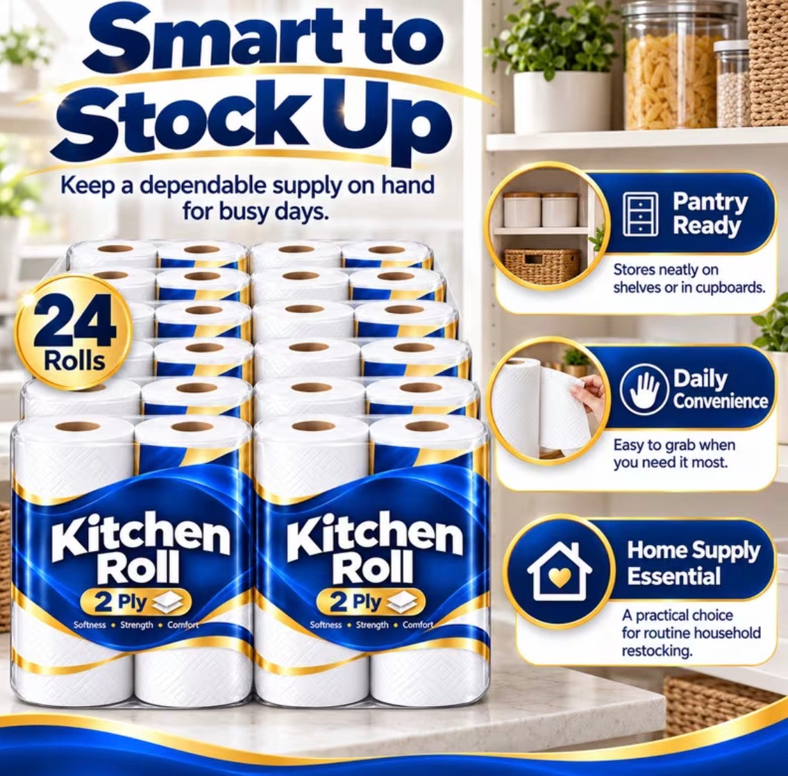 Twin Pack / Full Case Option Kitchen Roll 2Ply