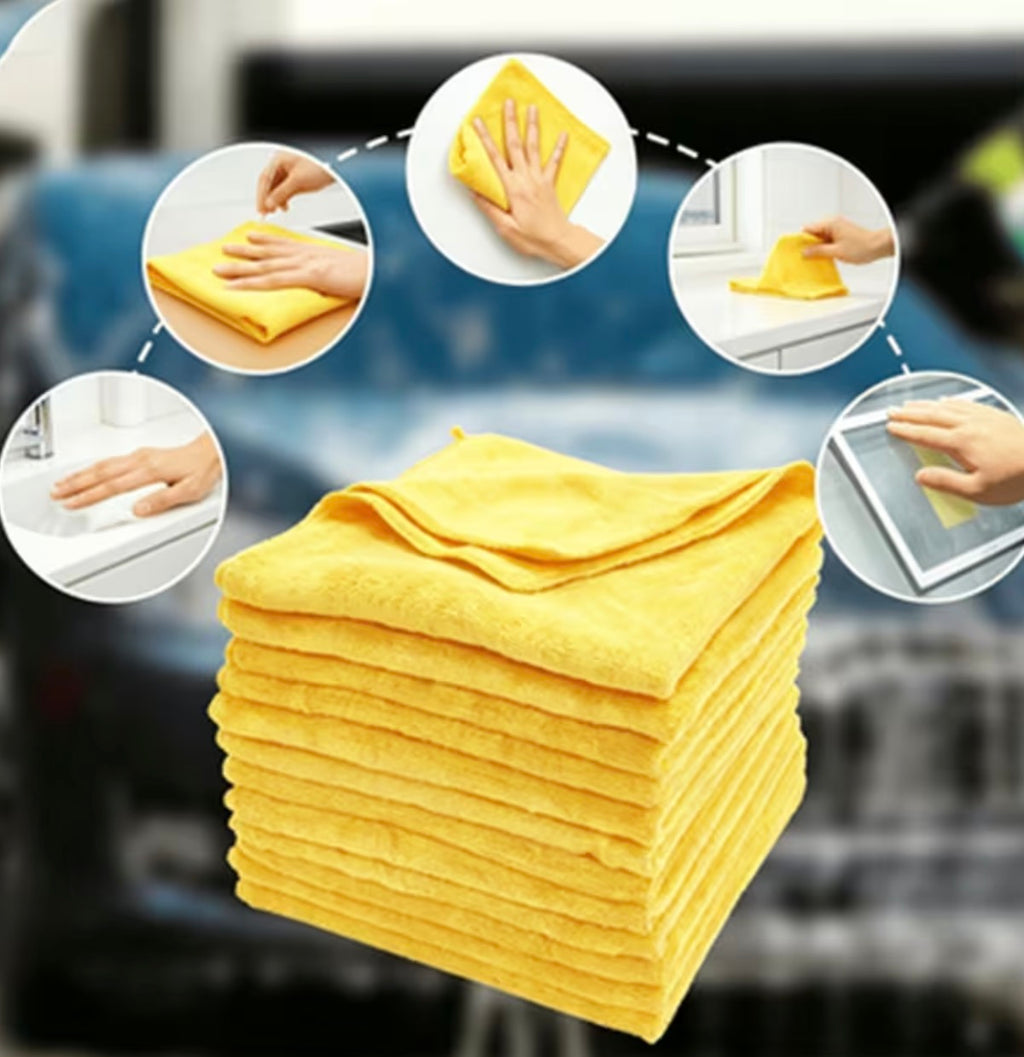 10/20/50 Pack of Yellow Ultra Soft Microfiber Towels - Super Absorbent