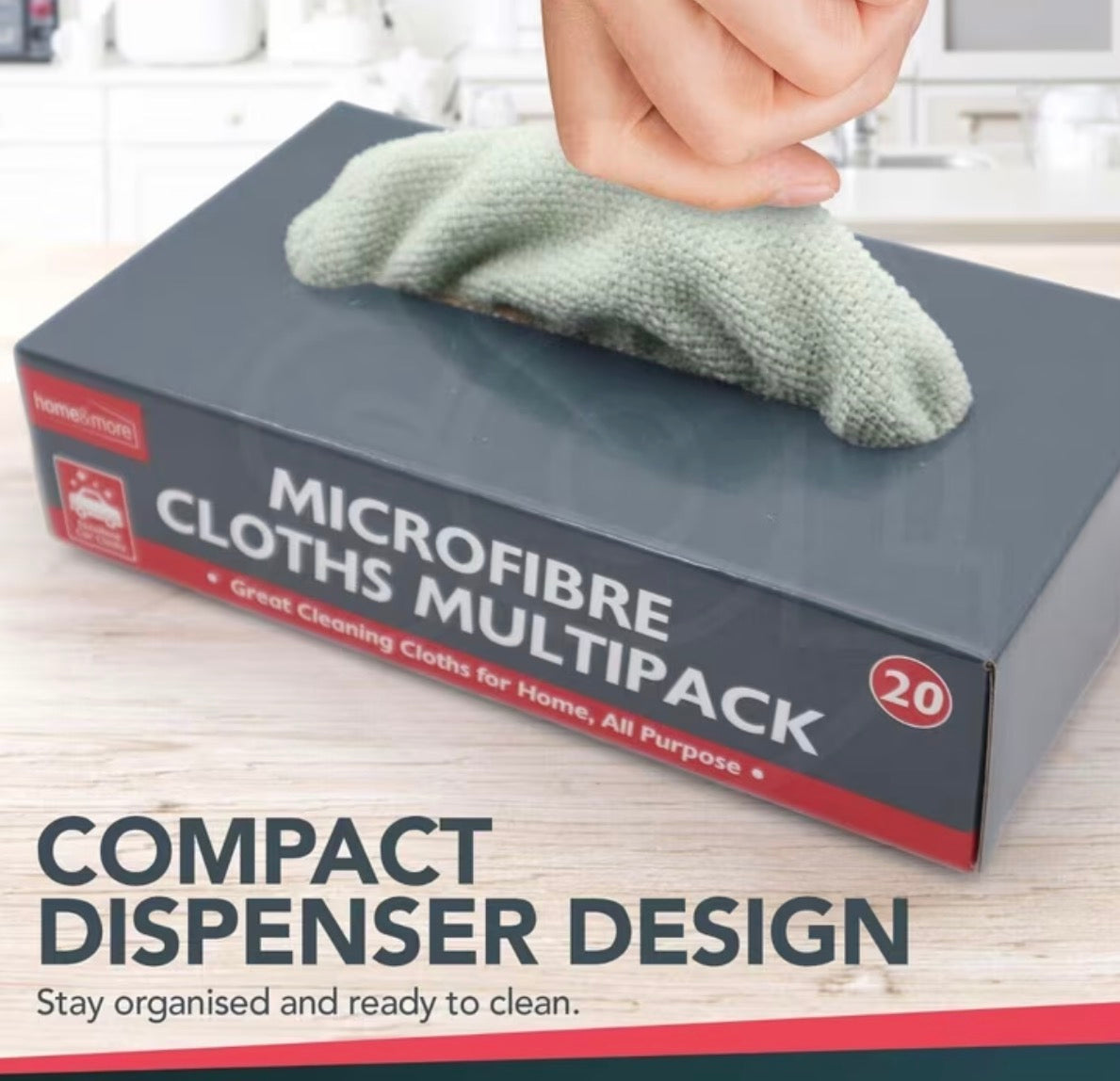 20x Pack Microfibre Cloths 20 x 20cm | Reusable Cleaning Cloths for All Purpose Microfiber Cleaning Cloths |Wet & Dry Cleaning Towels | Compact Dispenser box