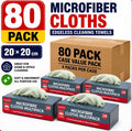 80 Pack Microfibre Cloths 20 x 20cm | Reusable Cleaning Cloths for All Purpose Microfiber Cleaning Cloths |Wet & Dry Cleaning Towels | Compact Dispenser Boxes.
