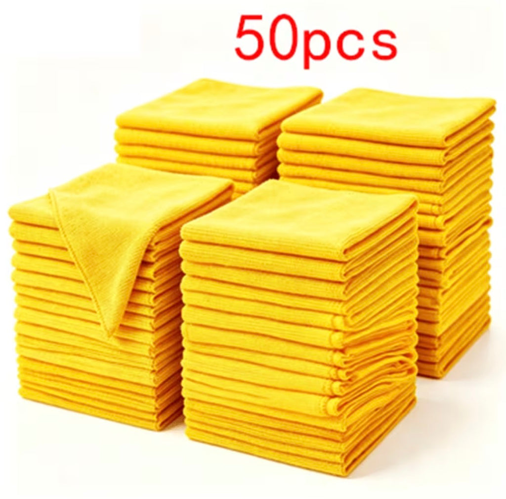 10/20/50 Pack of Yellow Ultra Soft Microfiber Towels - Super Absorbent