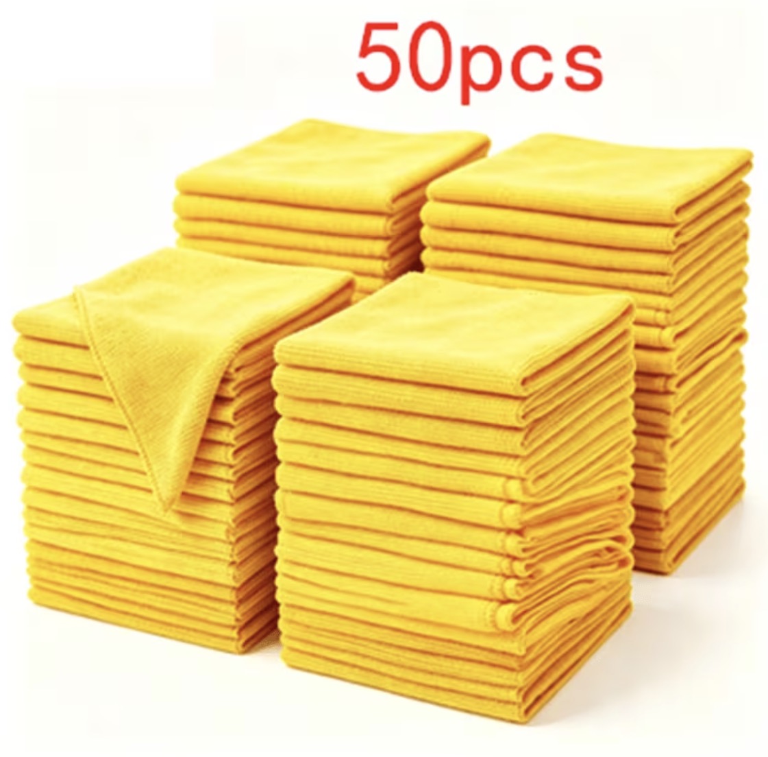 10/20/50 Pack of Yellow Ultra Soft Microfiber Towels - Super Absorbent
