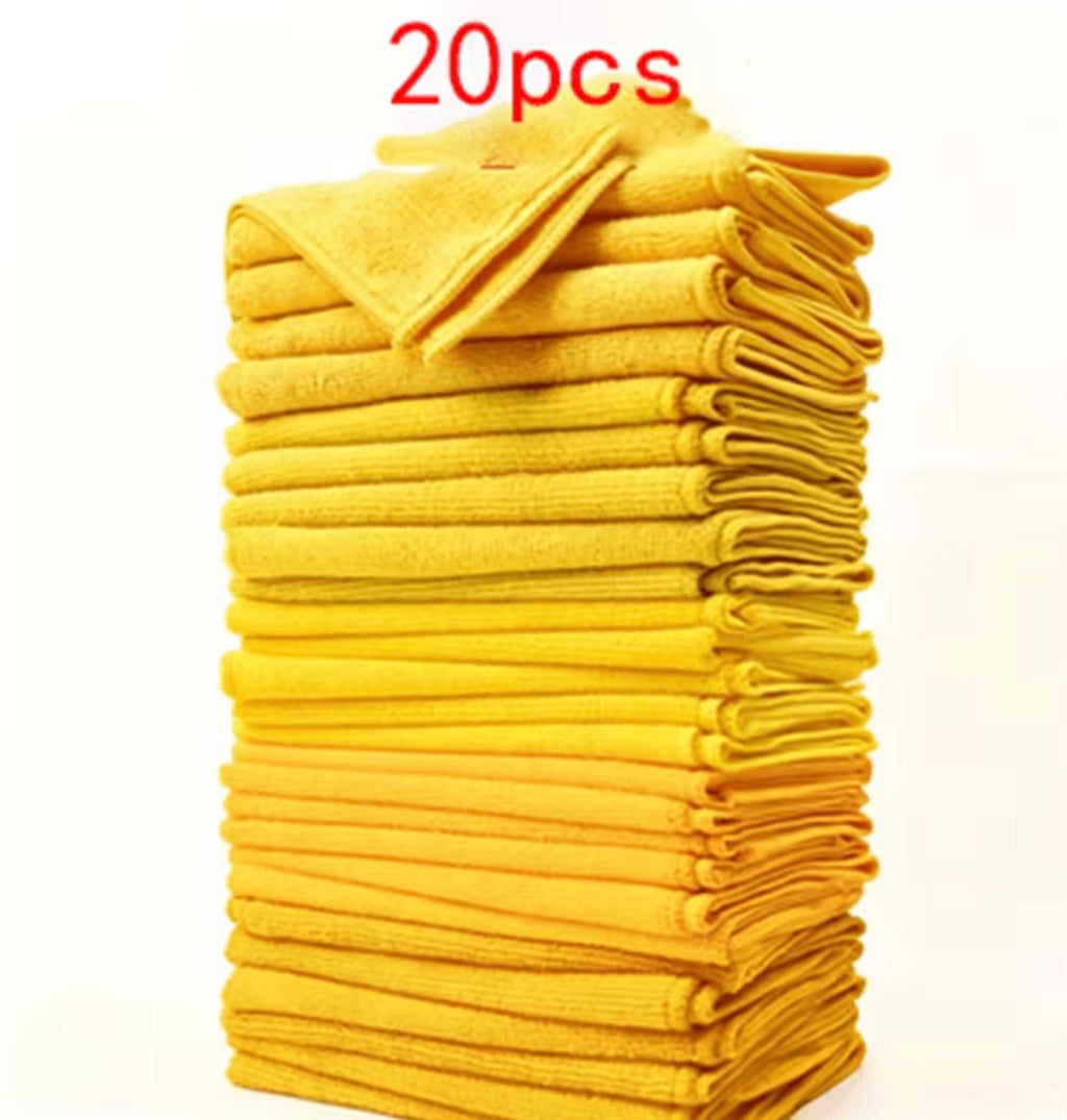 10/20/50 Pack of Yellow Ultra Soft Microfiber Towels - Super Absorbent