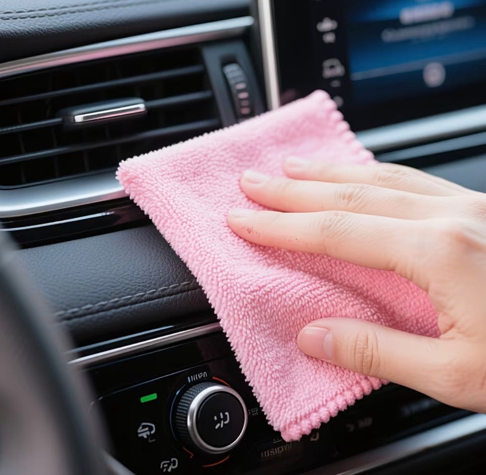 10pc/20pc/40pc Cleaning Cloths, Pink Microfiber Cleaning Cloths, Reusable. 25cmx25cm (9.8inch)