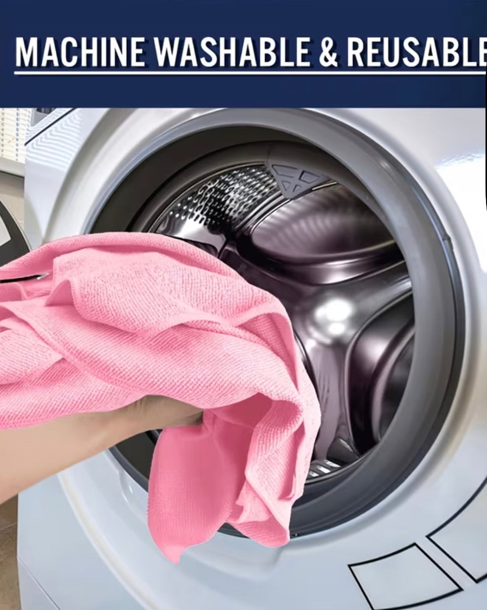 10pc/20pc/40pc Cleaning Cloths, Pink Microfiber Cleaning Cloths, Reusable. 25cmx25cm (9.8inch)