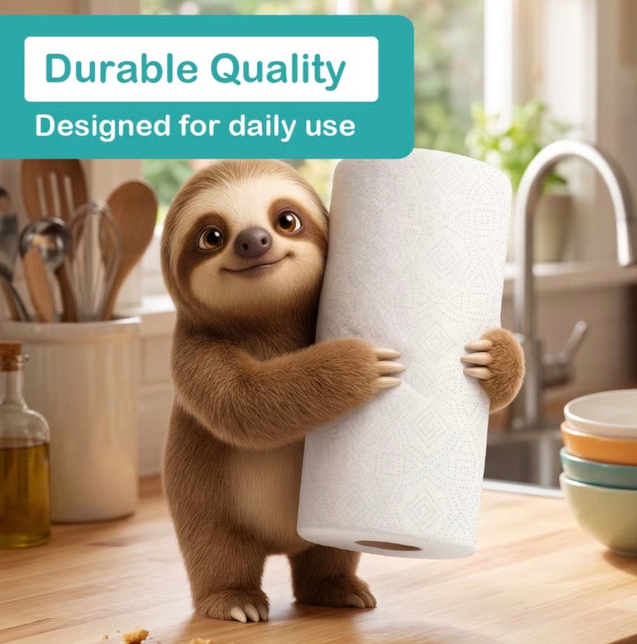 Bloom Wipeezy 4 Pack Kitchen Towels —2ply | Unscented Pure Paper, Embossed Jumbo Cleaning Rolls — UK Made